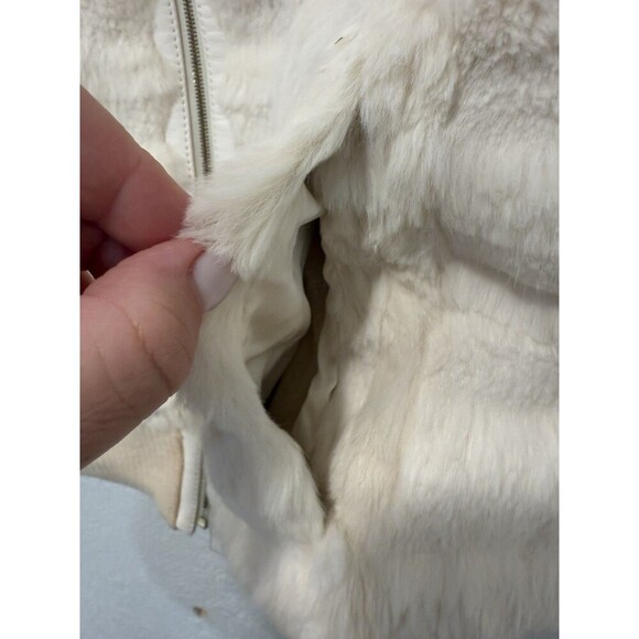 St.John Rabbit  by marie grey Fur Vest Full Zip Silk Lined Lamb Leather Trim - Picture 2 of 12